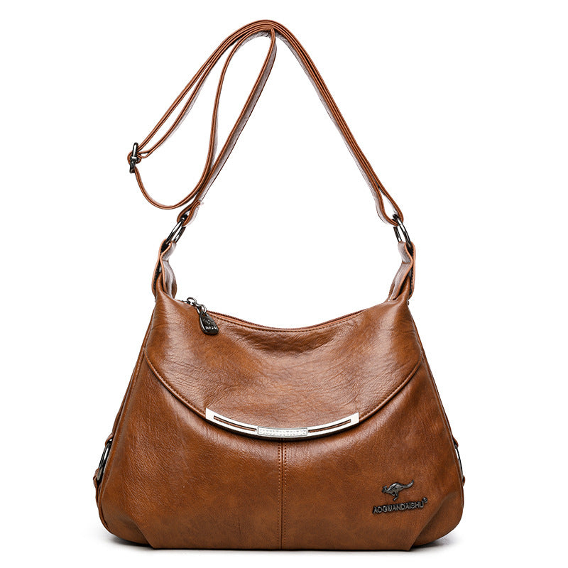 "Elegant & Spacious Soft Leather Shoulder Bag for Women"
