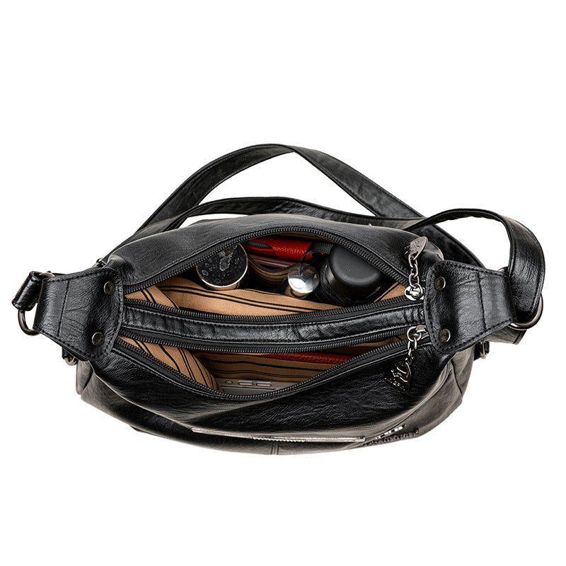"Elegant & Spacious Soft Leather Shoulder Bag for Women"