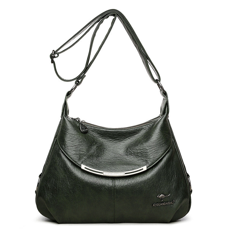"Elegant & Spacious Soft Leather Shoulder Bag for Women"