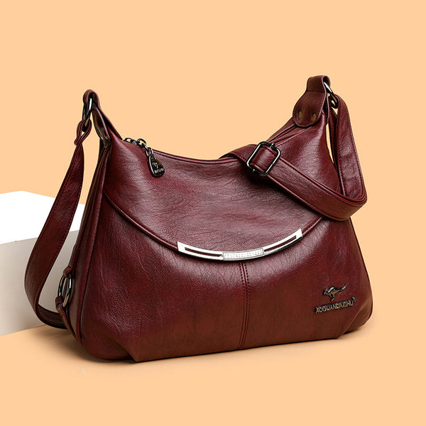 "Elegant & Spacious Soft Leather Shoulder Bag for Women"