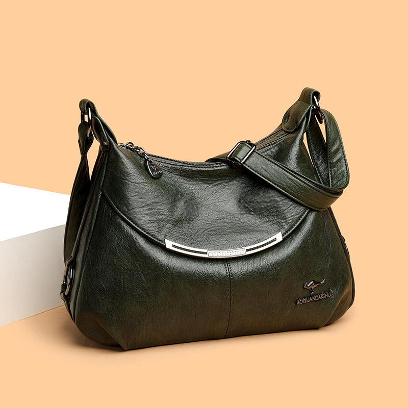 "Elegant & Spacious Soft Leather Shoulder Bag for Women"