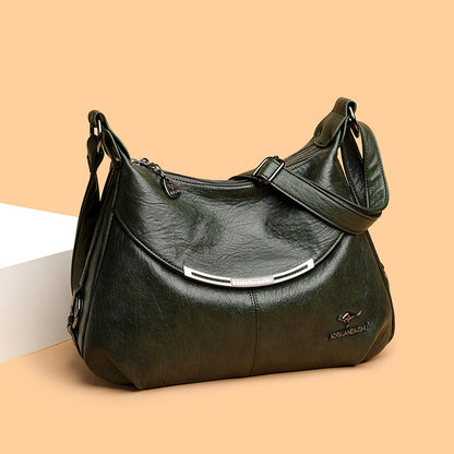 "Elegant & Spacious Soft Leather Shoulder Bag for Women"
